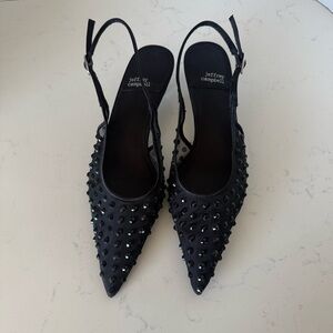 New Jeffrey Campbell Persona Pointed Toe studded mesh Slingback Pump Size: 7.5